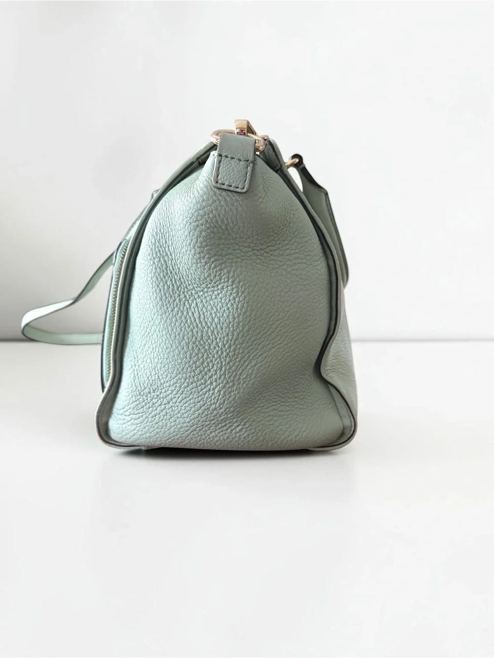Kate Spade New York Mint Green/Blue Pebbled Leather Satchel Crossbody Purse
